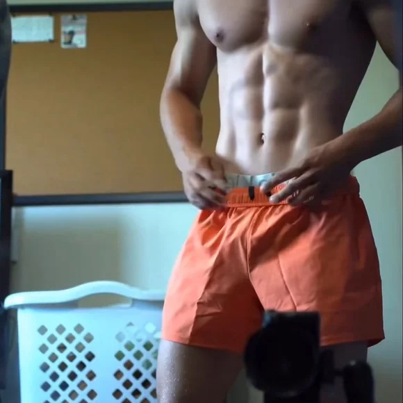 GYMSHARK MEN WORKOUT BODYBUILDING BODYBUILDER GYM SHORTS WORKOUT ORANGE ATHLETE - Picture 10 of 16